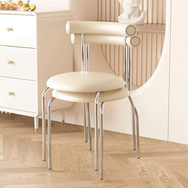 Cream Style Light Luxury Dining Chair Ins Medieval Home Modern Cafe Chair Vintage Nordic Backrest Bedroom Makeup