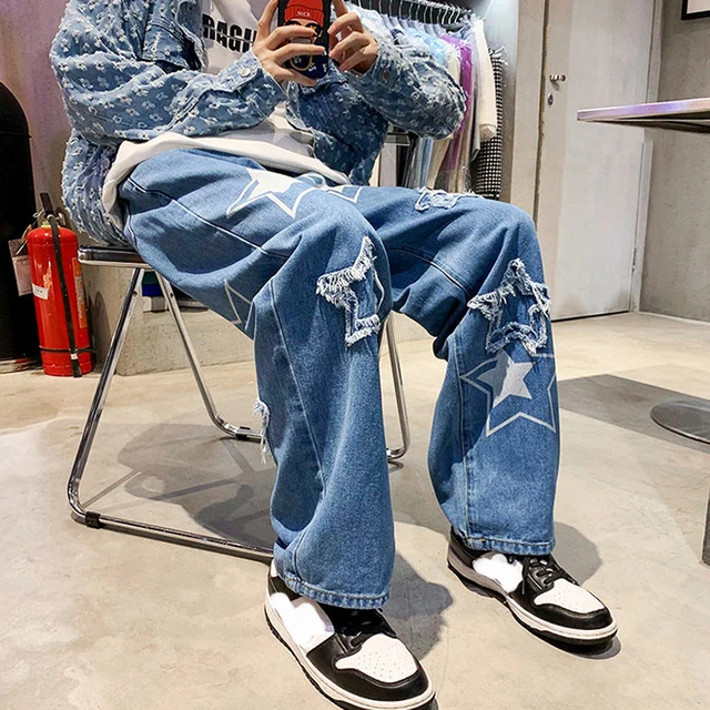 Y2K Emo Herrenmode Streetwear Koreanische Vintage Low Rise Baggy Jeans  Gerade Hip Hop Denim Hosen Männliche Hosen Für männer Kleidung - AliExpress