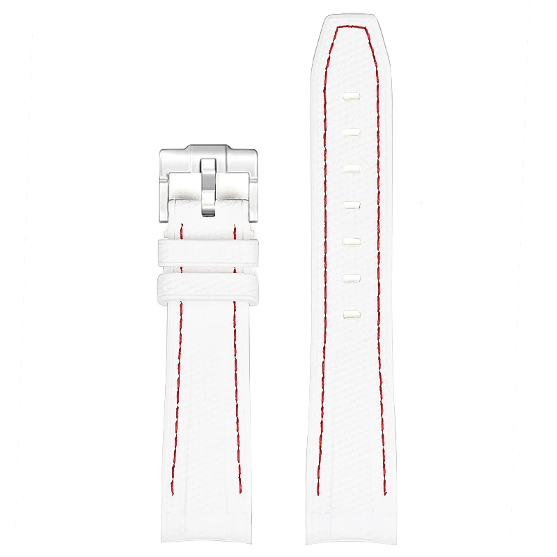 Diving Curved End Silicone Rubber Watch Strap, 20mm