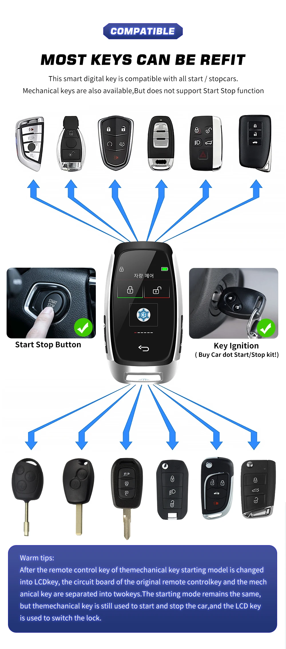 CF920 schermo LCD a chiave intelligente modificato universale per Audi per VW per Hyundai comodo accesso senza chiave blocco automatico coreano/inglese - Sc4c229073ea04c1eb397faf8af03cdb8m