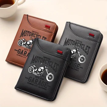 1 Portafoglio da motociclista in pelle retrò da uomo Stile tradizionale motociclistico Slot per carte multiple Porta carte di credito Regalo preferito per gli uomini