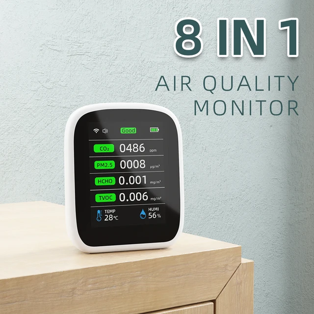 Acheter Accueil 13 In1 Tuya WIFI Intelligent Air Quality Monitor Détecteur  de CO2 intérieur HCHO / TVOC / PM2.5 / PM1.0 / PM10 / heure / Humidité de  température