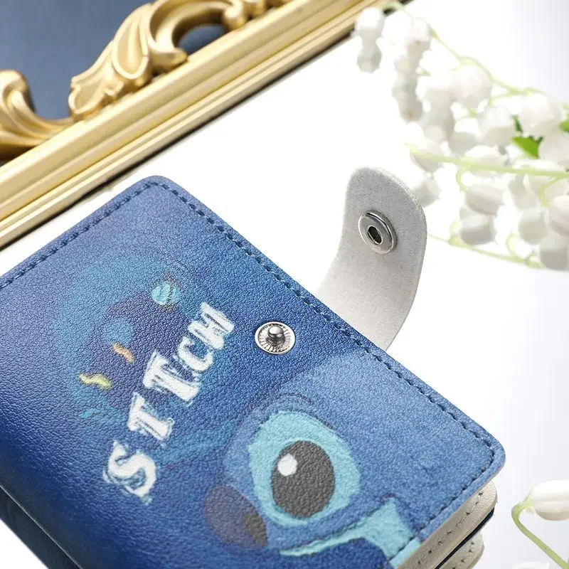 Disney Stitch Card Bags Cartoon Lilo & Stitch Winnie The Pooh Leather Driver's License Document Clip Women Credit Card ID Holder