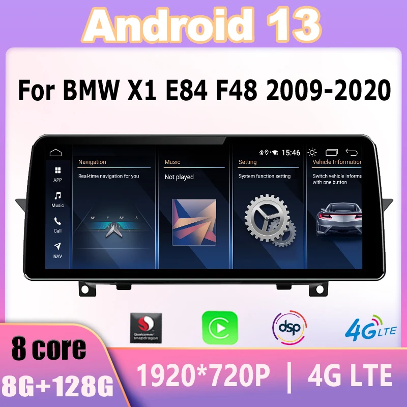 

12.5" Android 13 Qualcomm 665 6+128G GPS Navigation Head Unit Multimedia 4G Wireless Carplay For BMW X1 E84 F48 2009-2017