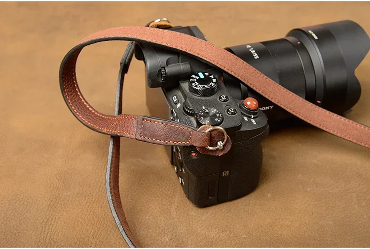 Handcrafted Black Genuine Leather Camera Shoulder Strap