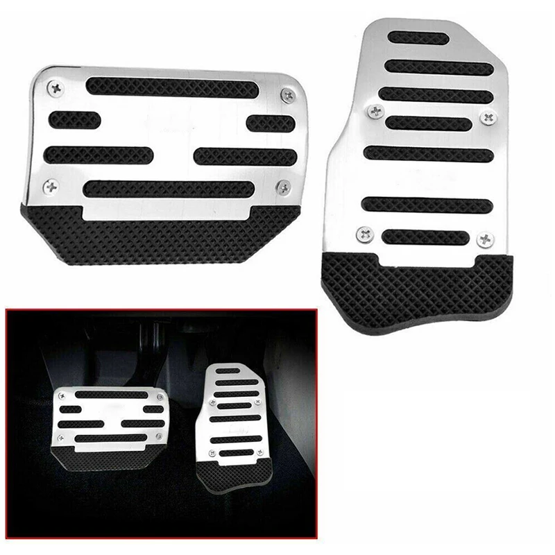 

Silver Universal Non Slip Automatic Car Gas Brake Foot Pedal Pad Cover Aluminum Car Accessories