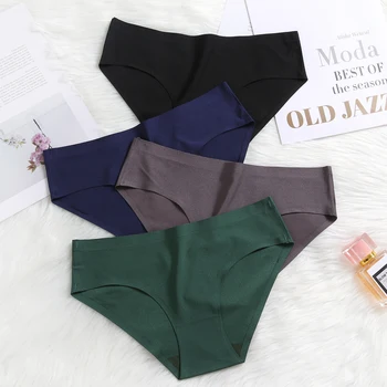 Mutandine da donna Biancheria intima femminile sexy senza cuciture solida Elasticità a vita bassa Slip traspiranti per mutande morbide da donna Lingerie
