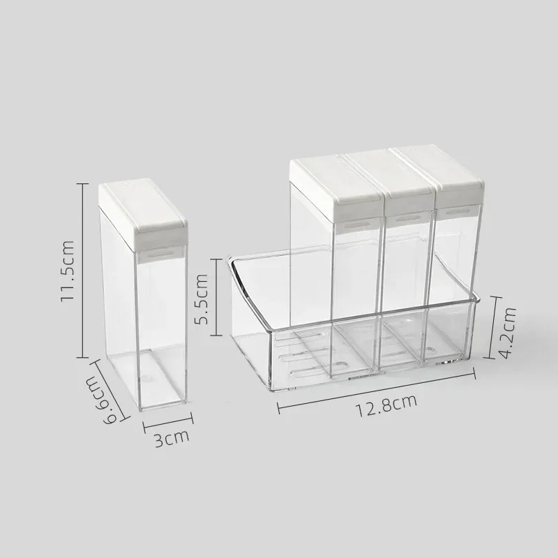 4PCS/Set Combination Pepper Salt Shakers Seasoning Spice Jar Container Kitchen Spices Storage Box with Tray seasoning jar salt shaker spices bottle salt pepper shakers