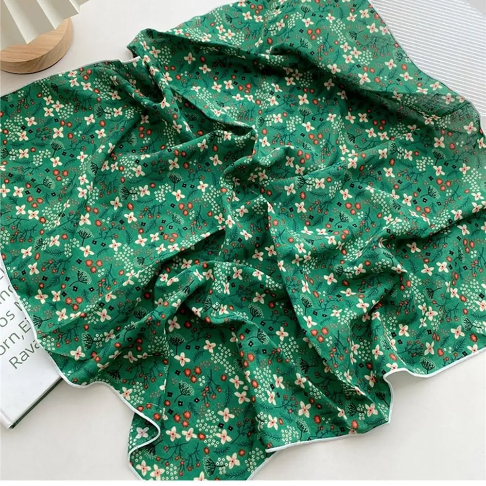 Flower Headband Cotton Linen Square Scarf Pastoral Style Head Scarf Floral Kerchief Collocation Clothing Accessories Neckerchief 4