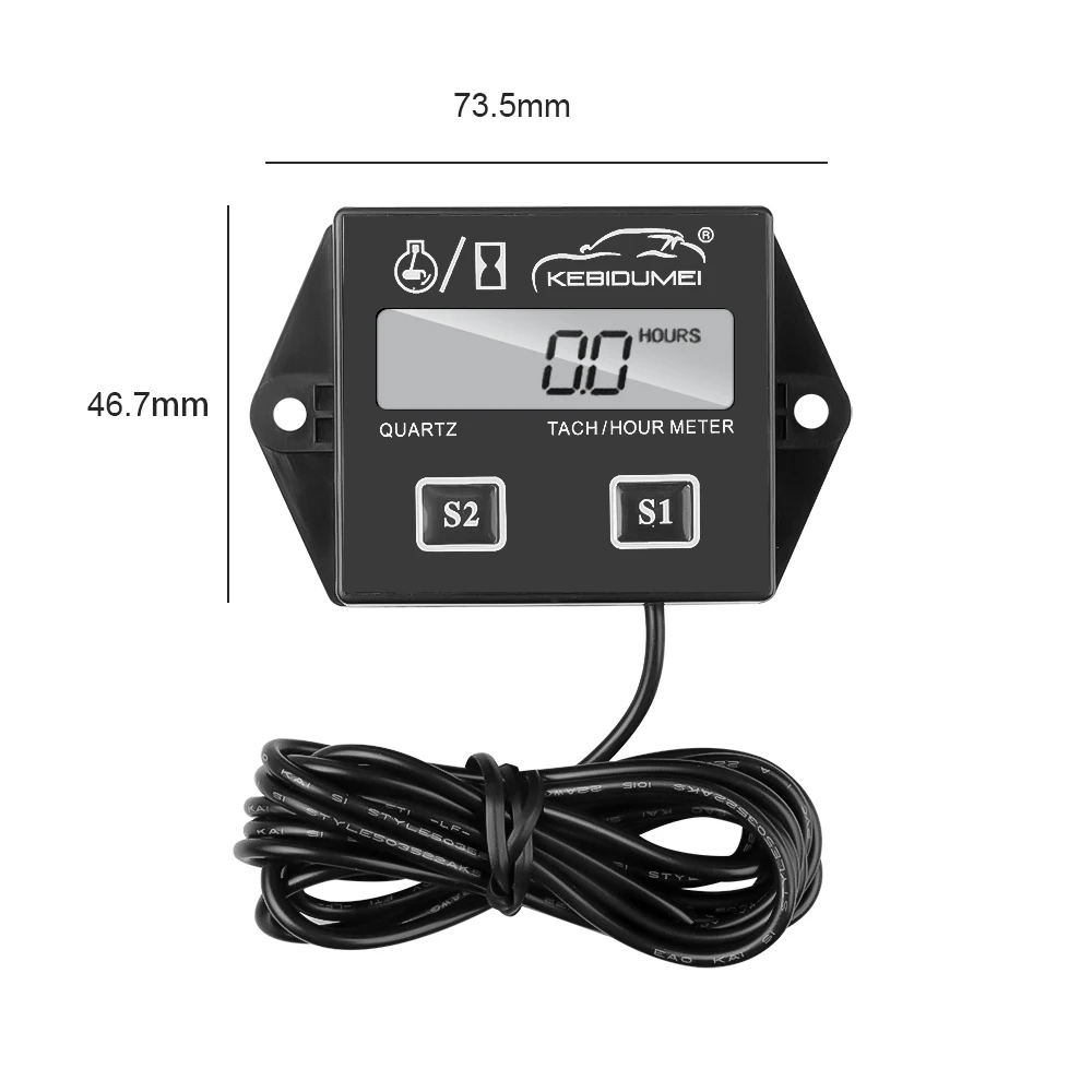 Red 4 Digital Engine Tach Tachometer Hour Meter Inductive for Motorcycle Motor 
