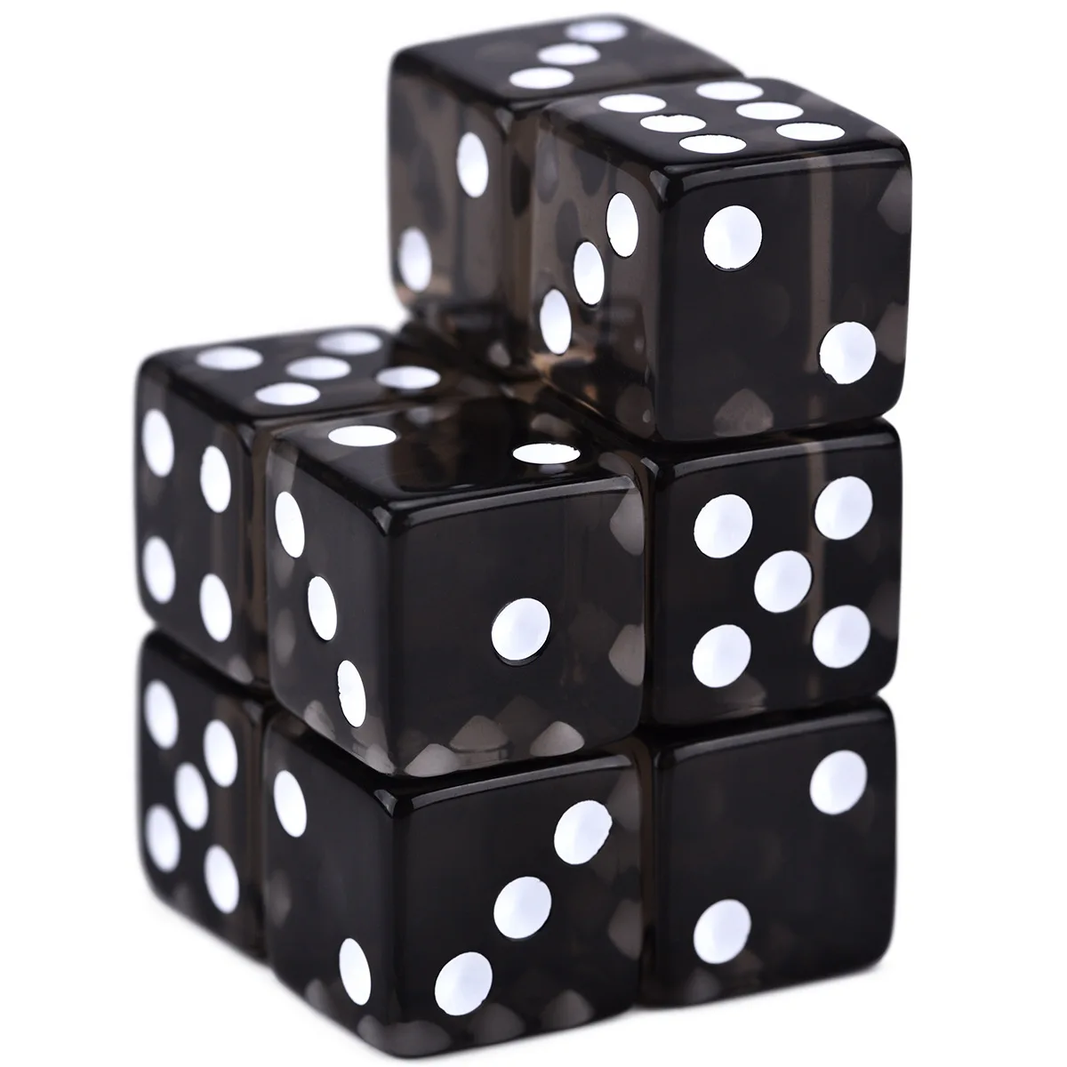 Dice Set 10pcs/set Transparent Black Dice Right Angle Dice Board Game Accessories 19mm