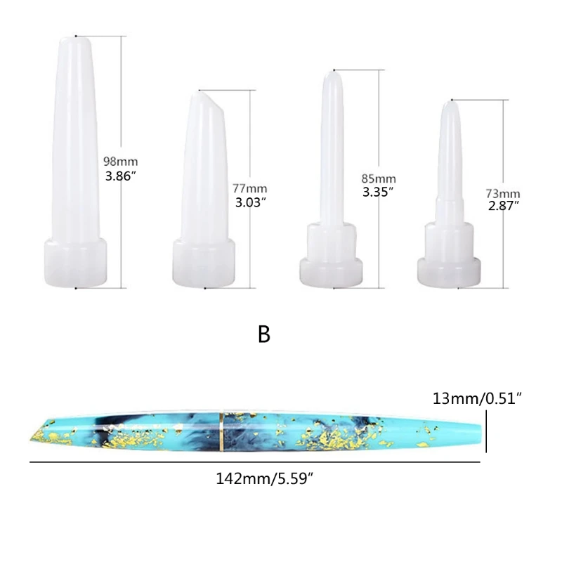 Transparent Pen Silicone Mould Set DIY Fountain Pen Mold Epoxy Resin Molds for Jewelry Casting Transparent Pen Holder Making