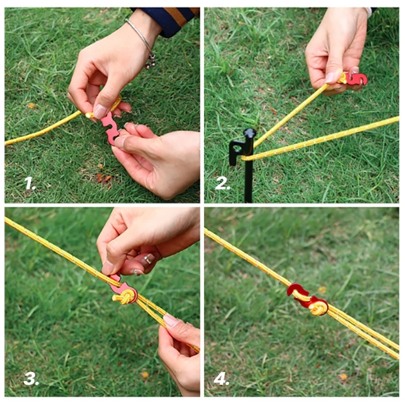 Guy Rope Tensioners Guy Line Cord Adjuster Aluminum Alloys Wind Rope Buckle Set tent rope tightener camping cord buckles camping rope buckle