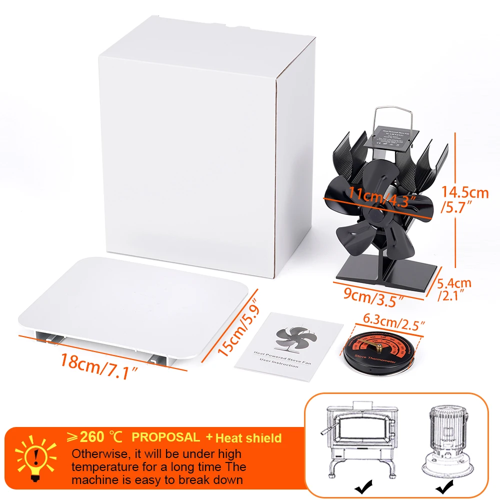 Heat Powered Stove Fan 5 Blades Black Fireplace Log Wood Burner Eco Quiet  Friendly Fan Home Efficient Heat Distribution - AliExpress