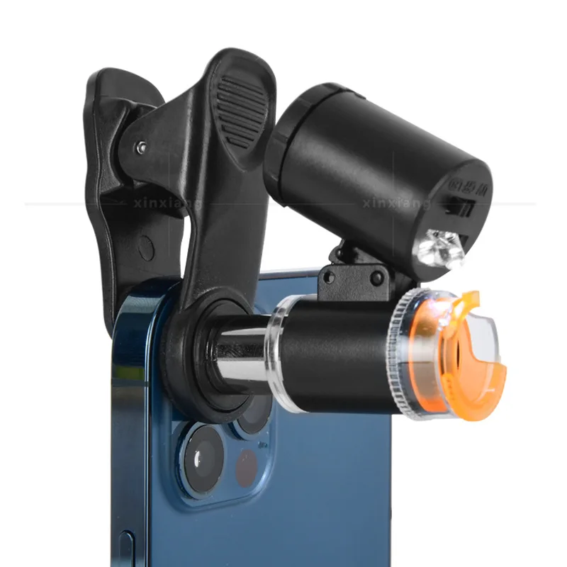 

New 60x LED Illuminated Collection Appraisal Portable Microscope Mini Light Mobile Phone Clip Photo Magnifier with Lamps
