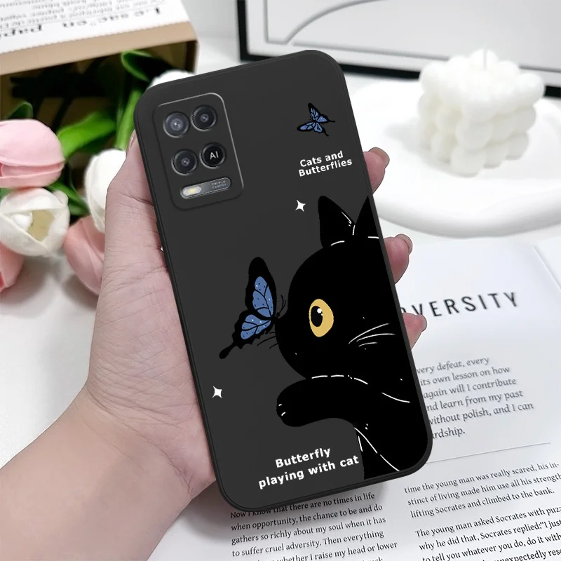 Elegant Cat & Butterfly Design Phone Case - Artistic Protective Cover