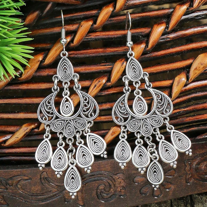 Nuovi Orecchini Jhumka Classici Etnici Per Le Donne Nepal India Orecchini Con Nappa Intagliata A Forma Di Elefante Vintage Brincos Kolczyki - Foto 5