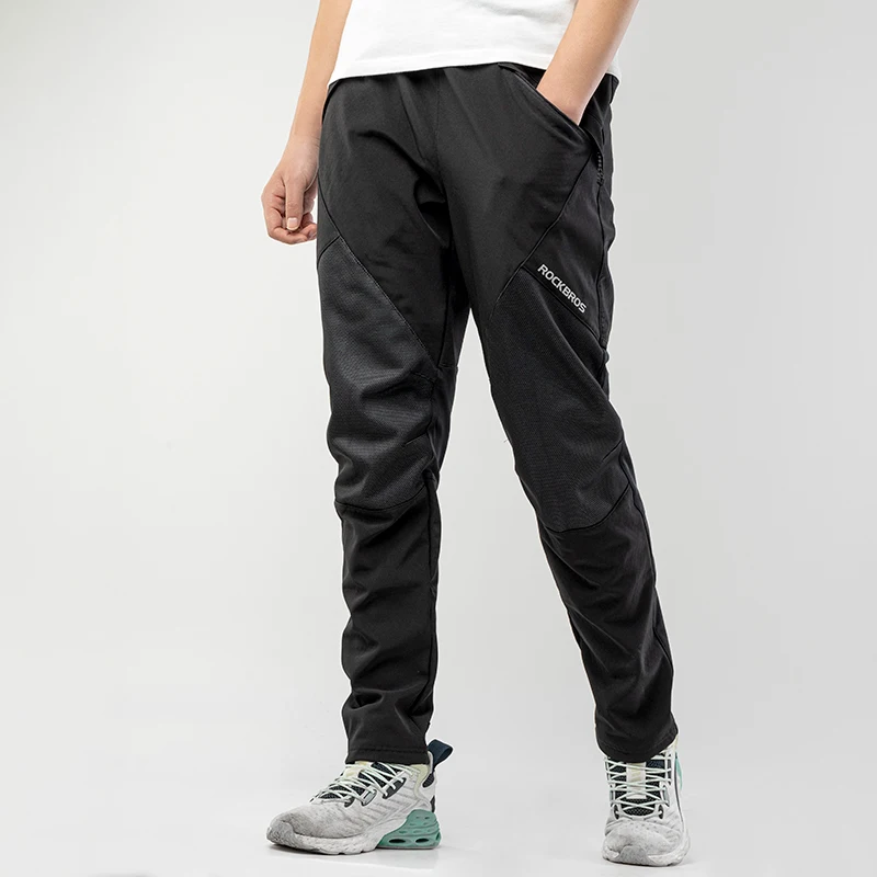 ROCKBROS Winter Bike Pants Thermal Fleece Bicycle Long Pants Reflective Windproof Warm Cycling Men Women Sports Trousers