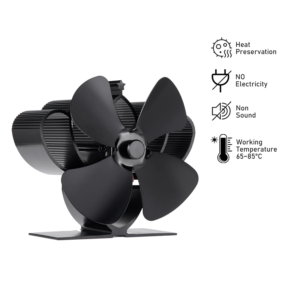 4 Blades Mini Stove Fan Heat Powered Fireplace Fan Log Wood Burner Quiet  Eco Home Warmer Chimney Fan Efficient Heat Distribution - AliExpress
