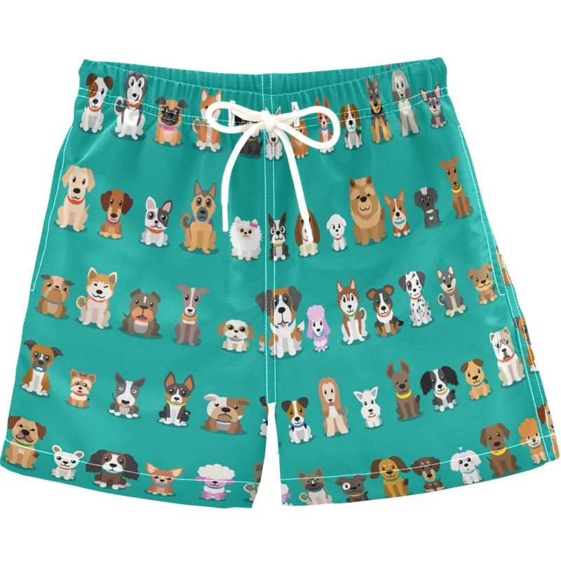 

Cartoon Dinosaur Duck Dog Graphic Beach Shorts Kids 3d Print Animal Surfing Board Shorts Men Swim Trunks Street Short Pants