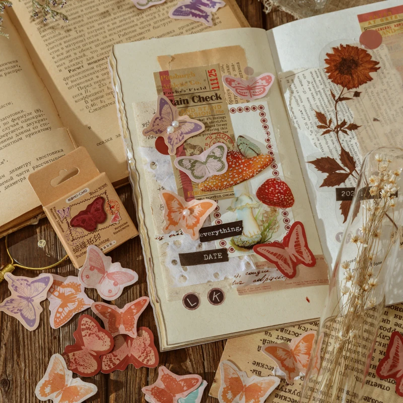 

46 шт., наклейки-бабочки в стиле ретро