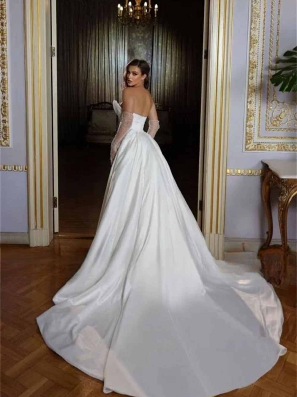 Romantico abito da sposa con scollo a cuore con paillettes di perline abito da sposa a sirena abiti da sposa moderni lunghi fino al pavimento Vestidos De Novia