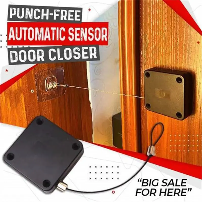 Door Closer Automatic Door Closer Punch-free Automatically Close For Sliding Door Glass Sensor Closer 800-1200G Tension Closing Device