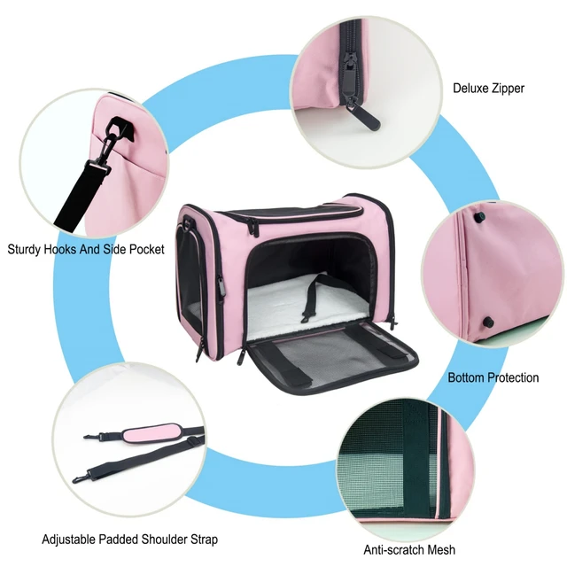 Cat, Dog Carrier for Small Medium Cats Puppies up to 15 Lbs, TSA Airline Approved Carrier Soft Sided, Collapsible Travel Puppy C 6