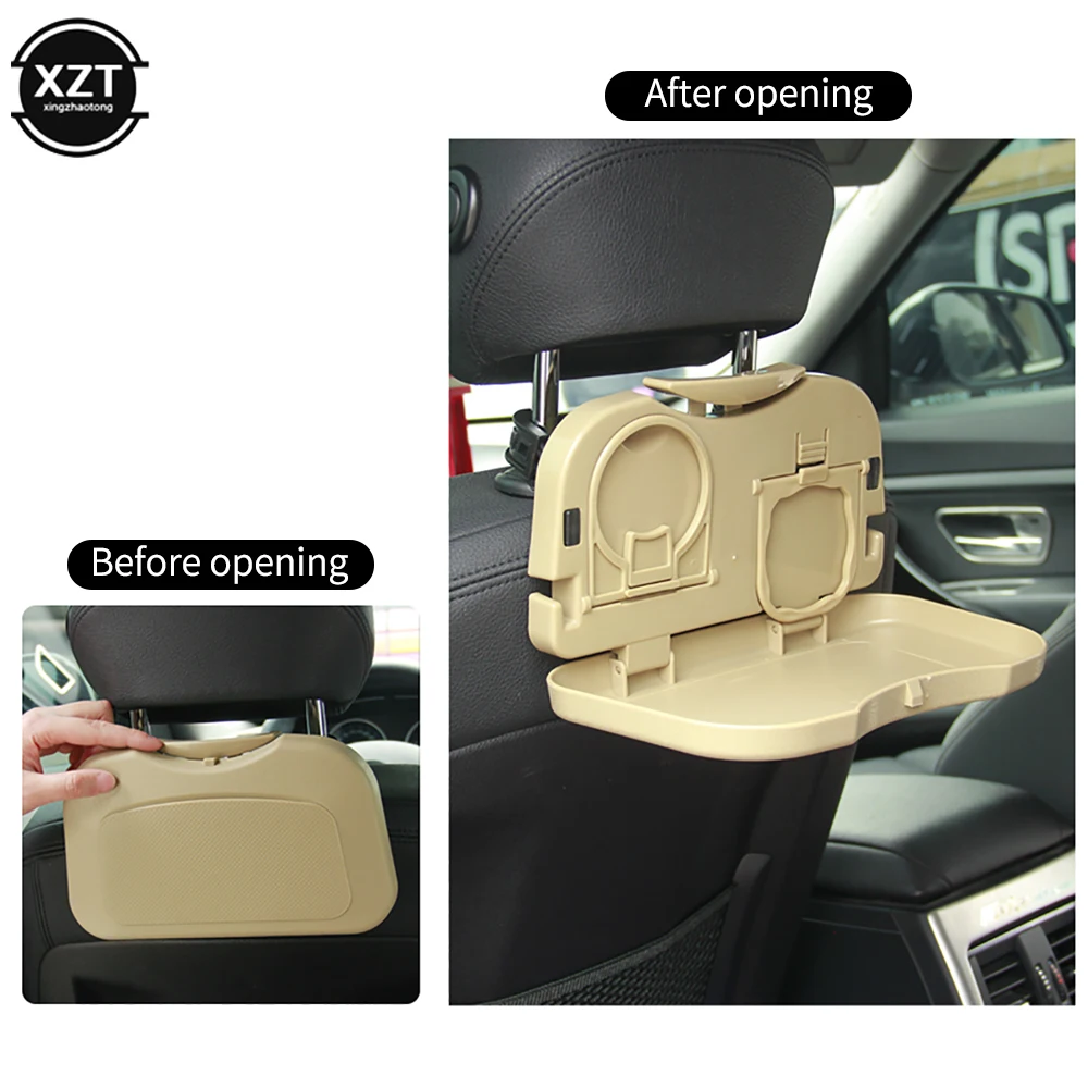 Car Folding Table Drink Holder Box+Cup Back Rear Seat Table Beverage