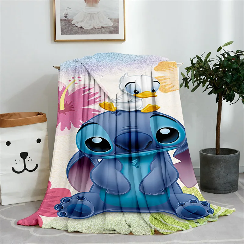 

Baby Blankets Blue Lilo & Stitch Anime Blanket Plush Flannel Decoration Throw TV Blankets Bedspread For Children Boy Girls Quilt