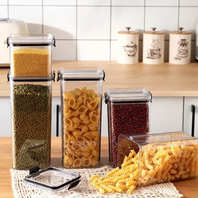 Organizzatori da cucina per contenitori per dispensa contenitori per  frigorifero da cucina barattoli per Organizer con coperchio contenitori per  spezie in plastica - AliExpress