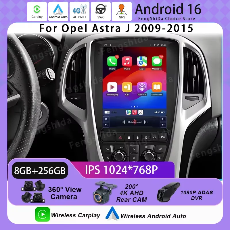 Radio del coche para Opel Astra J 2009-2015 Android Auto navegación GPS unidad principal reproductor de vídeo Multimedia 5G WIFI Carplay No 2din DVD 1
