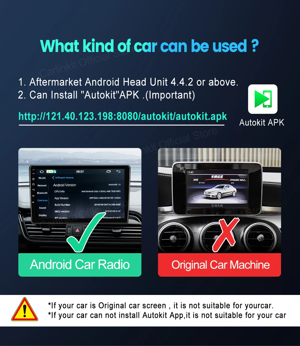 Carlinkit Wired Apple Carplay Dongle Android Auto Carplay Smart Link USB Dongle Adapter for Navigation Media Player Mirrorlink
