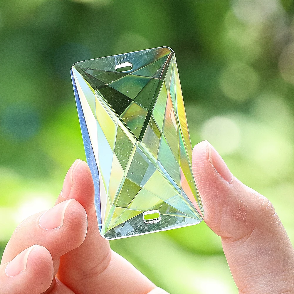 Transparent Double Holes Rectangular Crystal Prisms Hanging Ornament Hotel Chandeliers High-grade Accessories DIY Home Decor