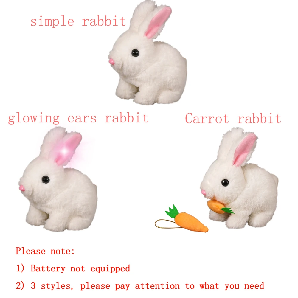 Plush toys electronic pet rabbit toy electric interactive toy electric cute carrot rabbit plush toy simulation white bunny stuffed animal doll ears glow body hopping smart pet rabbit gift