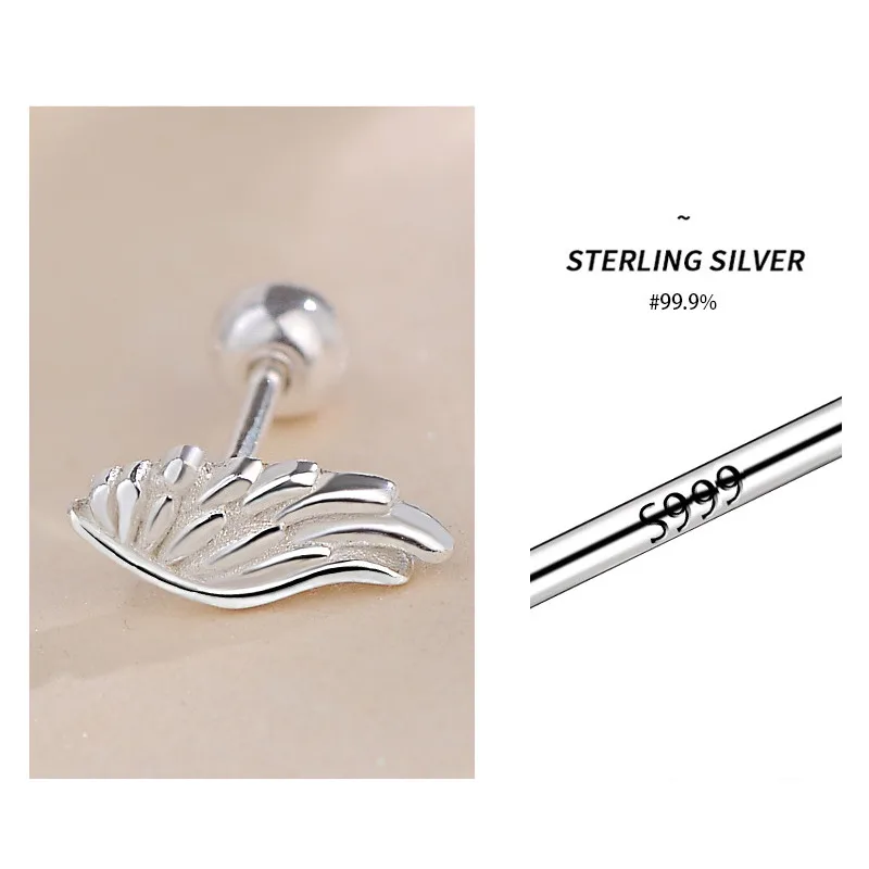 Orecchini A Bottoncino A Forma Di Osso In Argento Sterling 925 - Chiusura A Farfalla - 1,2 Cm - Eleganti E Minimal