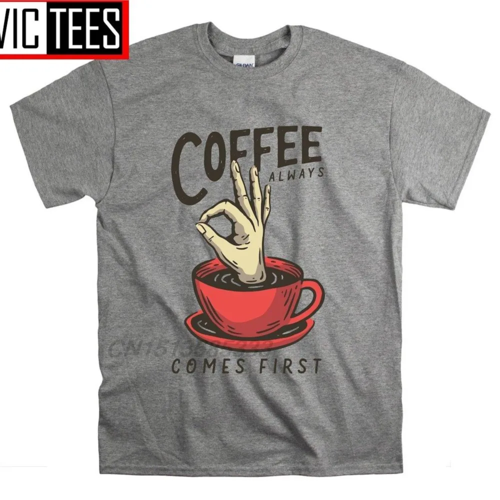 

New Coffee Always Comes First T Shirt Men Slogan Cafe Funny T-shirts Monkey Skateboard T Shirt Unisex Crazy Animal T-shirts