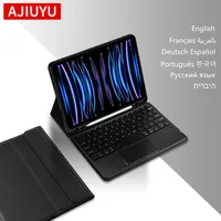 AJIUYU Keyboard Case For iPad Pro 11 Inch 12.9 Air 5th 4th 6 3rd 9.7 10.2 7th 8th 10th 10.5 Magic Smart Cover Portuguese Spanish