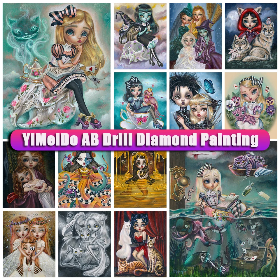 

YiMeido 5D DIY AB Diamond Painting Girl for Child Gift Full Drill Mosaic Diamond Embroidery Cartoon Cross Stitch Home Decor Art