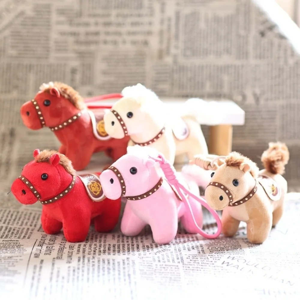 Cute Steed Doll Pony Pendant Stuffed Chinese Style Chinese New Year Gift Fluffy Mascot Doll Zodiac Pony Figurine Festive Decor