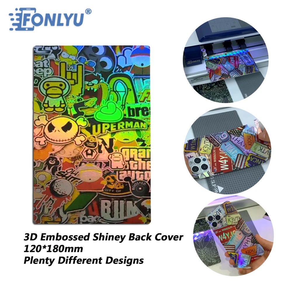 FONLYU Shining 3D Embossed Back Protective Film Phone Back Cover Rear Stickers Skin Cutting Machine For Devia Rockspace Sunshine