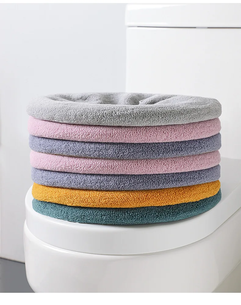 Description Picture 4 of item3079 Toilet Cushion Household Winter Thickened Plush Toilet Cover Four Seasons Universal Plush Lined Toilet Cover Cushion