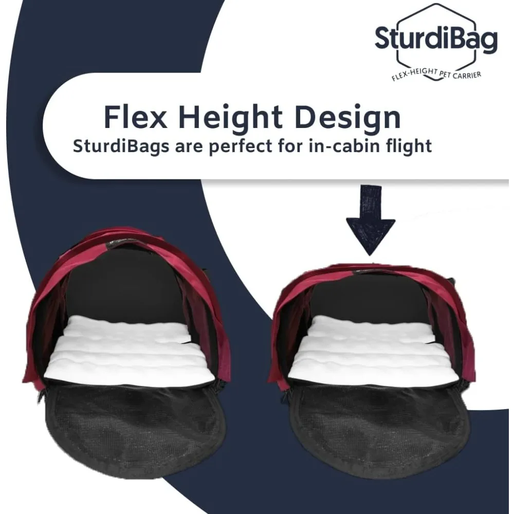 SturdiBag XL: Adjustable Height Soft-Sided Pet Carrier with Safety Clips and Seatbelt Attachments - Earthy Tan