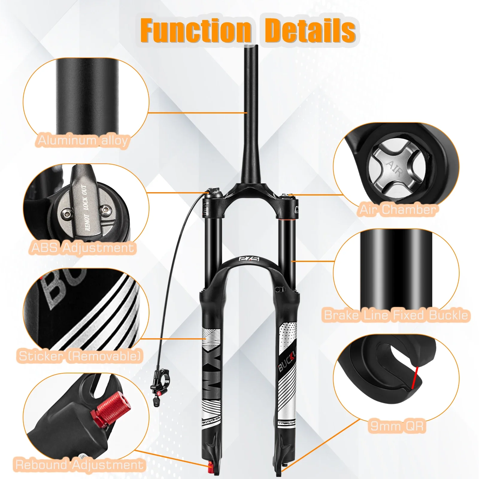 BUCKLOS 26/27.5/29" MTB Air Shock Mountain Bike Suspension Forks 120mm