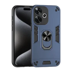 Magnetic Bracket Phone Holder Case with Bumper Back Cover for Moto G15 5G (Blue)