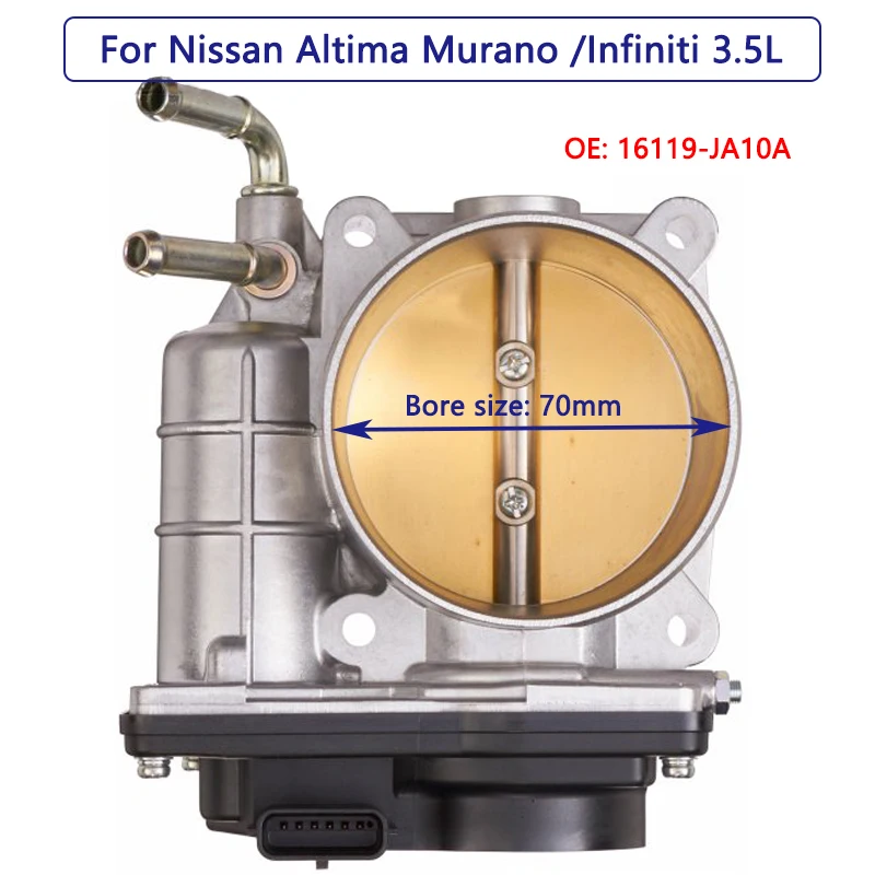 

70mm Throttle Body for 3.5L Engine Nissan Altima Murano Quest Infiniti QX60 JX35 Throttle Valve 16119-JA10A 2 Years Warranty