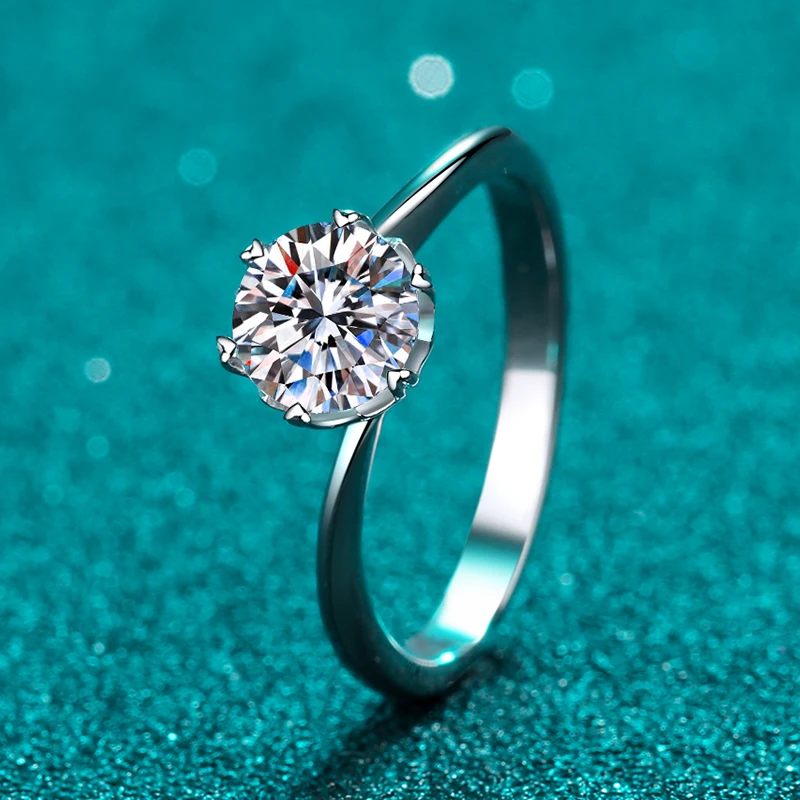 

Real Mossanstone 925 Sterling Silver Crown Secret Garden Finger Ring Women's wedding Ring Engagement Statement Jewelry