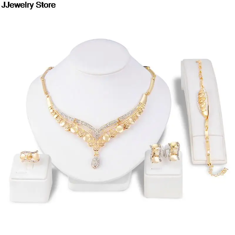 Gold Jewelry Sets Romantic Color Design Jewelry Sets Necklace African Wedding