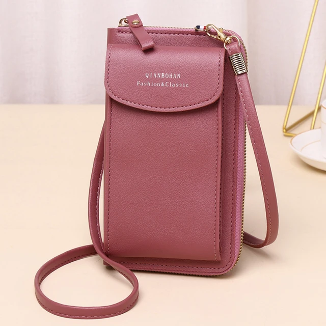 Women's Wallet Shoulder Mini Leather Bag Mobile Phone Bag,Pink