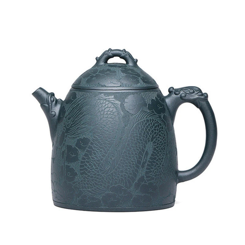 

300ml High-end Yixing Purple Clay Teapots Famous Artists Handmade Dragon Pattern Tea Pot Kettle Chinese Zisha Tea Set Collection